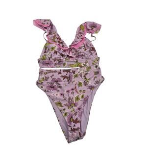 Aerie Floral Print Bikini Two Piece Swimsuit Multicolor Top Medium Bottom Small